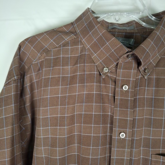 Daniel Cremieux Shirt Mens 3XT Tall Long Sleeve Button Down Cotton Brown Plaid - Picture 7 of 11
